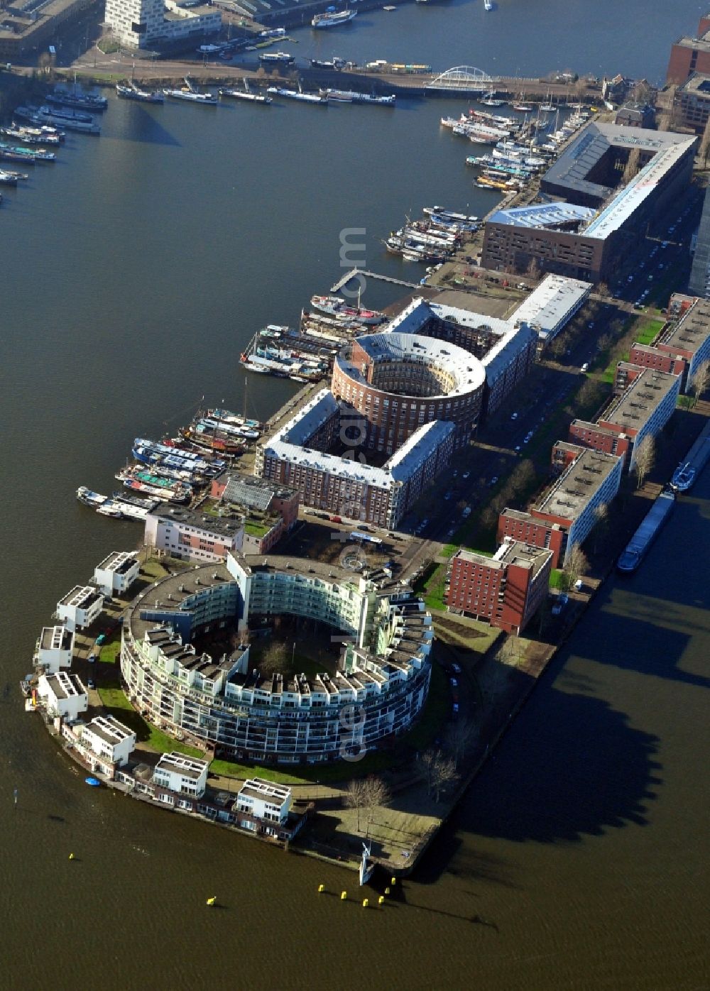 Amsterdam from above - Residential area on the island of Java Iceland along KNSM Laan in Amsterdam, the Netherlands