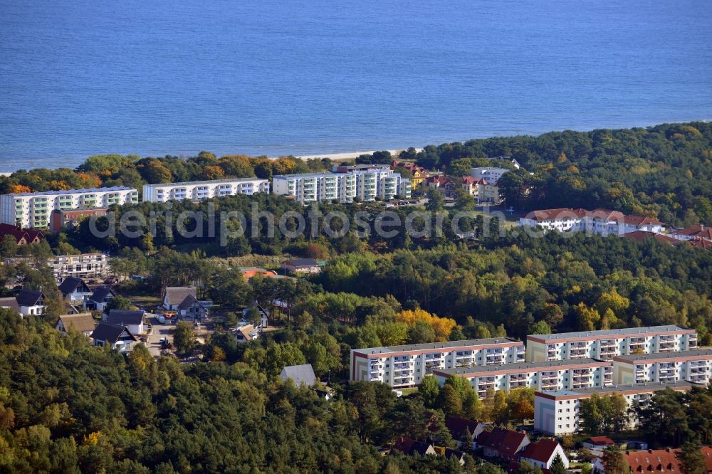 Aerial image Karlshagen - View of the housing area in Karlshagen in the state Mecklenburg-Vorpommern. These refurbished industrialized building is located in the Straße der Freundschaft (Street of Friendship)