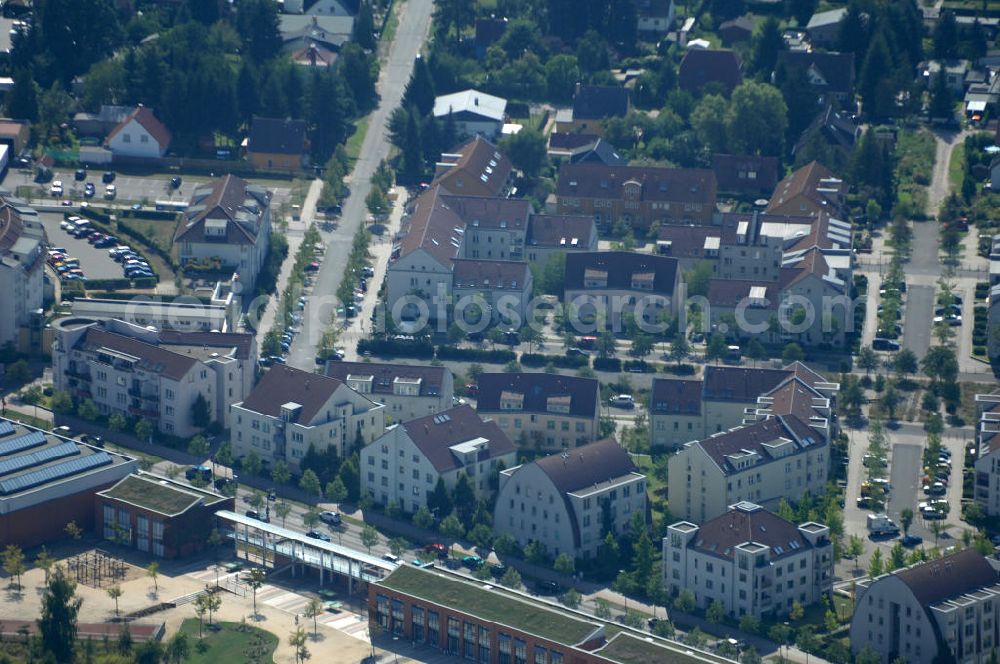 Berlin from the bird's eye view: Blick auf Mehrfamilienhäuser Achillesstraße, der Busonistraße, der Rutenzeile sowie der Matestraße im Wohngebiet / Neubaugebiet Karow-Nord.