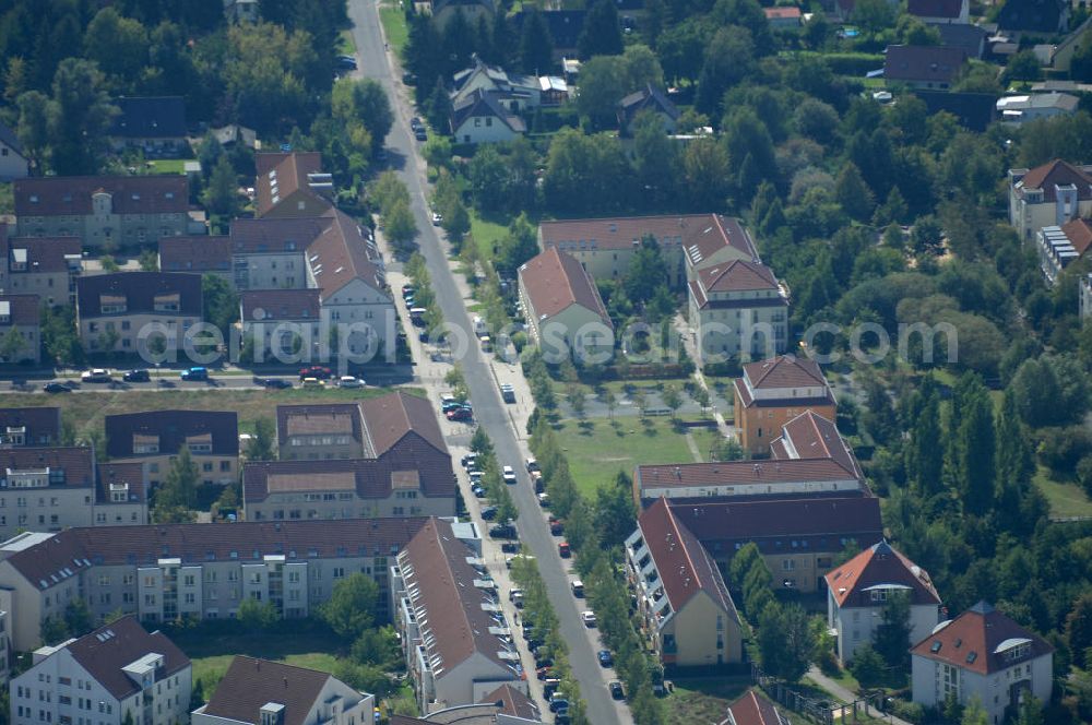 Aerial image Berlin - Blick auf Mehrfamilienhäuser an der Busonistraße im Wohngebiet / Neubaugebiet Karow-Nord.