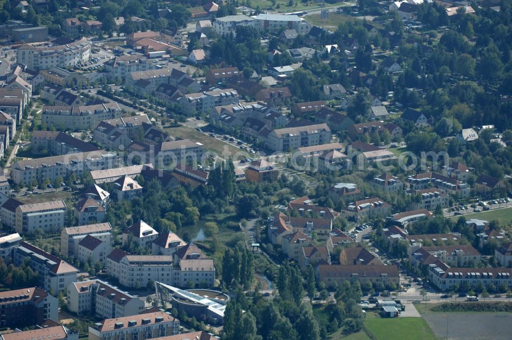 Berlin from above - Blick auf Mehrfamilienhäuser an der Achillesstraße Ecke Röländer Straße Ecke Achtrutenberg Ecke Gewanneweg im Wohngebiet / Neubaugebiet Karow-Nord.