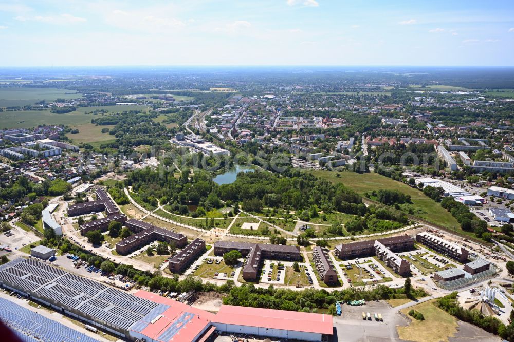 Aerial photograph Bernau - Housing estate of the building complex of the former military barracks Panke-Park - Pankebogen on street Am Panke-Park in Bernau in the state Brandenburg, Germany