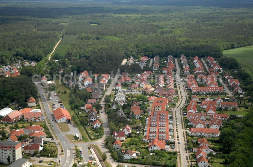 Ostseebad Graal-Müritz from the bird's eye view: Blick auf das Wohngebiet Koppenheide der HAWO Bauträger KG in unmittelbarer Strandnähe im Ostseeheilbad Graal-Müritz. Es ist ein von 1996 bis 2004 neu errichtetes Wohngebiet mit insgesamt 210 Wochenend- und diverse Einzelhäusern in naturnahe Lage am Landschaftsschutzgebiet “Tabakwiesen” und nur wenige Minuten vom Ortszentrum entfernt.