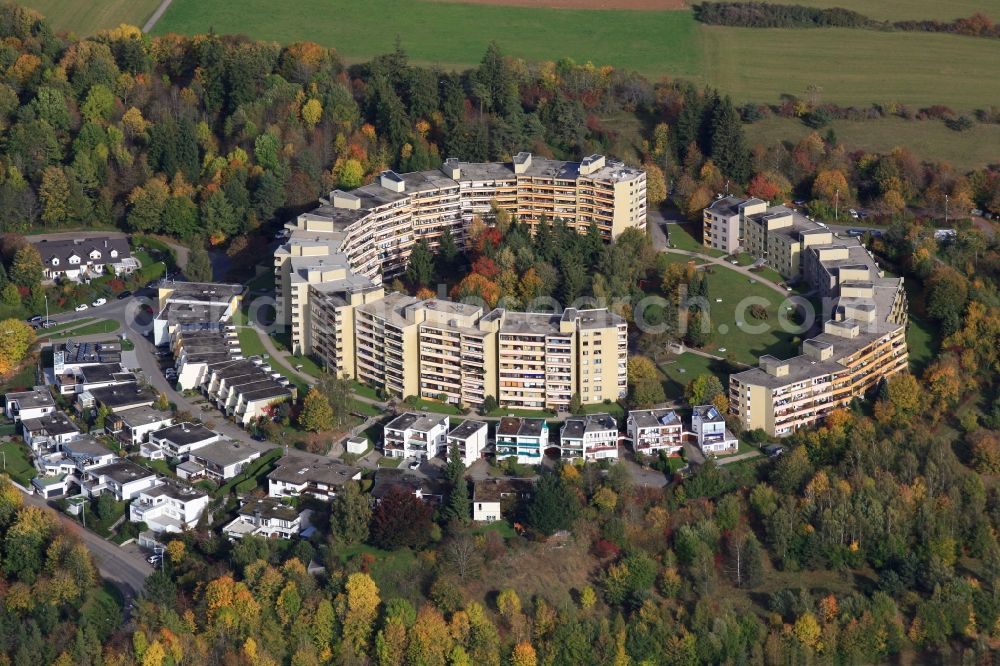 Aerial image Villingen-Schwenningen - Residential area of a circular row house settlement Rundling in the district Villingen in Villingen-Schwenningen in the state Baden-Wuerttemberg, Germany