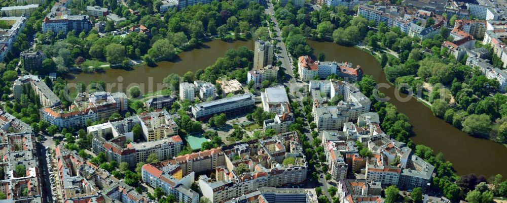 Aerial image Berlin - Residential area on Lietzenseepark at the New Kant Strasse in Berlin Charlottenburg