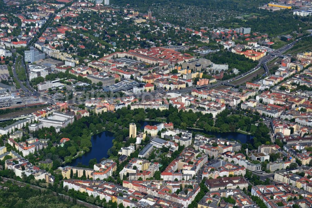 Berlin from above - Residential area on Lietzenseepark at the New Kant Strasse in Berlin Charlottenburg