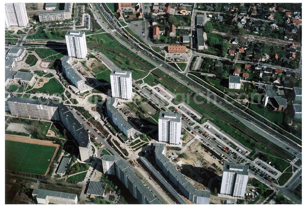 Aerial photograph Berlin - Marzahn - Wohngebiet an der Marzahner Promenade in Berlin - Marzahn.