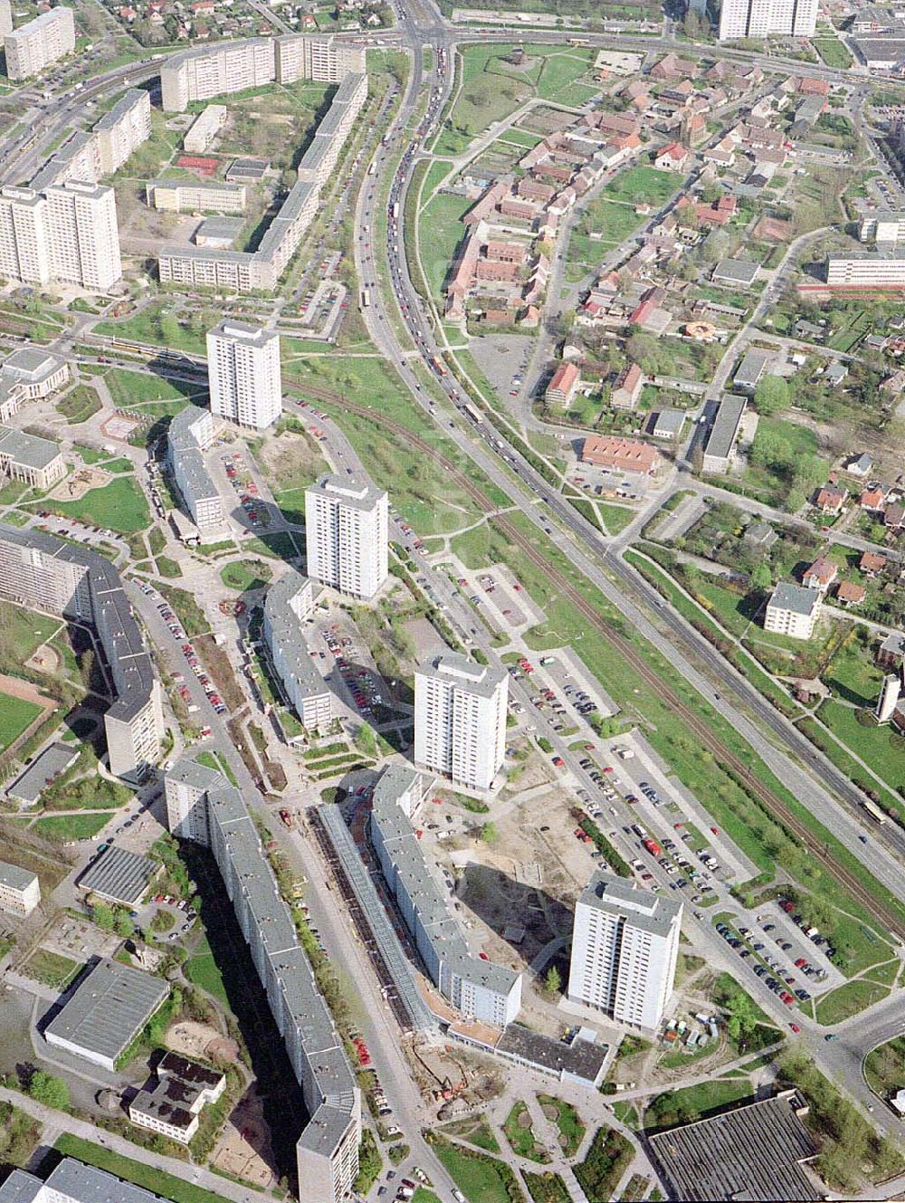 Aerial photograph Berlin - Marzahn - Wohngebiet an der Marzahner Promenade in Berlin - Marzahn.