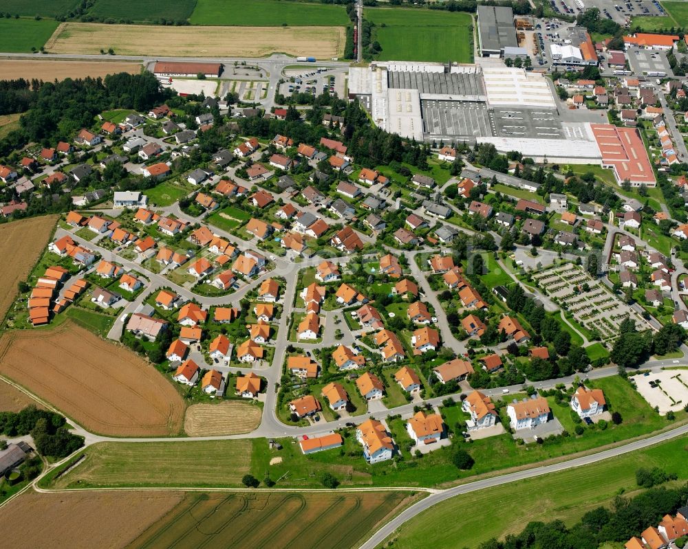 Ablach from the bird's eye view: Residential area of the multi-family house settlement in Ablach in the state Baden-Wuerttemberg, Germany