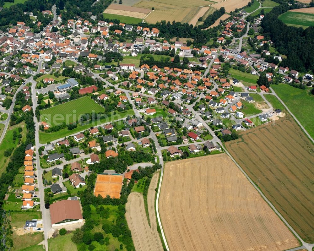 Aerial image Ablach - Residential area of the multi-family house settlement in Ablach in the state Baden-Wuerttemberg, Germany