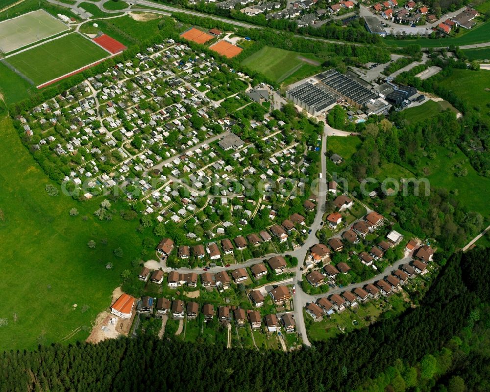 Adelberg from the bird's eye view: Residential area of the multi-family house settlement in Adelberg in the state Baden-Wuerttemberg, Germany