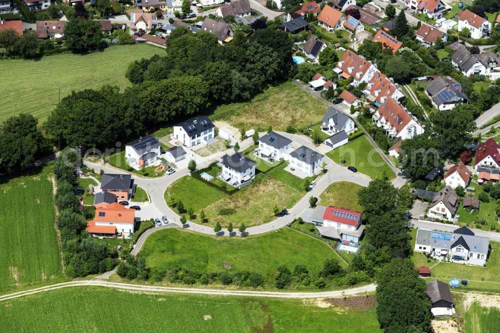 Aerial image Adelsried - Residential area of the multi-family house settlement in Adelsried in the state Bavaria, Germany