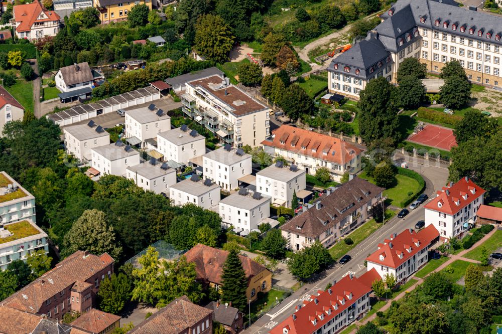 Lahr/Schwarzwald from above - Residential area of the multi-family house settlement Albert-Schweizer-Strasse - Seminarstrasse - Froebelstrasse in Lahr/Schwarzwald in the state Baden-Wuerttemberg, Germany