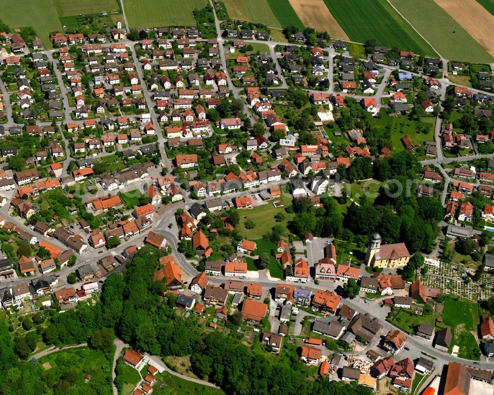 Alfdorf from above - Residential area of the multi-family house settlement in Alfdorf in the state Baden-Wuerttemberg, Germany