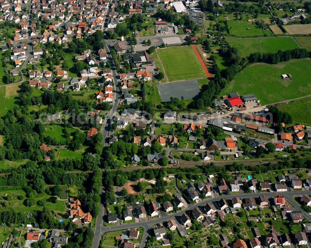 Allendorf (Lumda) from the bird's eye view: Residential area of the multi-family house settlement in Allendorf (Lumda) in the state Hesse, Germany