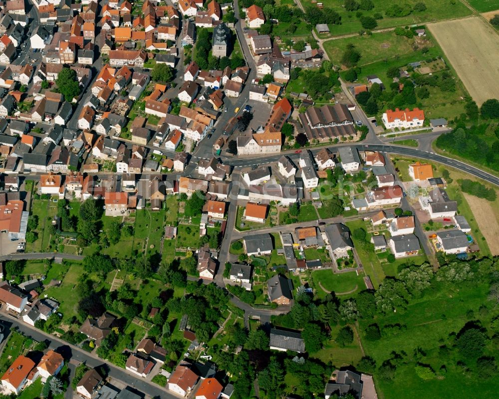 Aerial image Allendorf (Lumda) - Residential area of the multi-family house settlement in Allendorf (Lumda) in the state Hesse, Germany