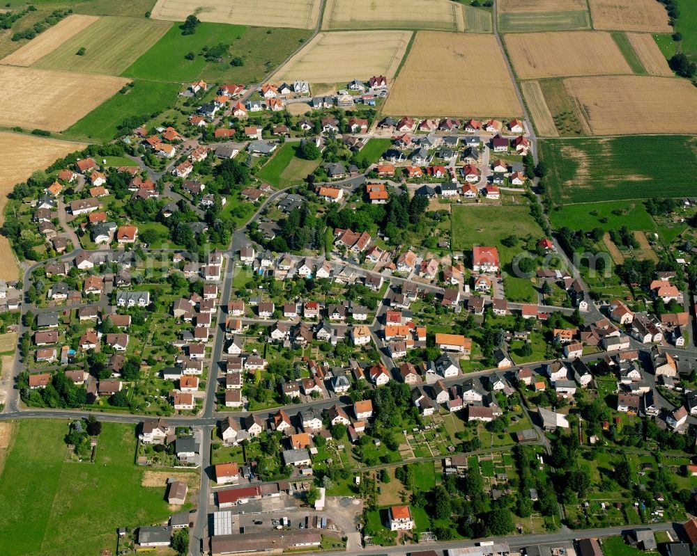 Aerial photograph Allendorf (Lumda) - Residential area of the multi-family house settlement in Allendorf (Lumda) in the state Hesse, Germany