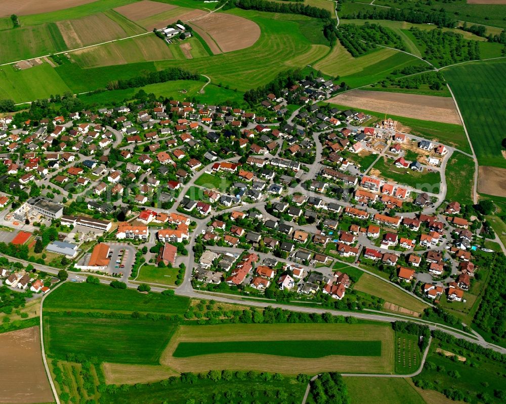 Allmersbach im Tal from above - Residential area of the multi-family house settlement in Allmersbach im Tal in the state Baden-Wuerttemberg, Germany