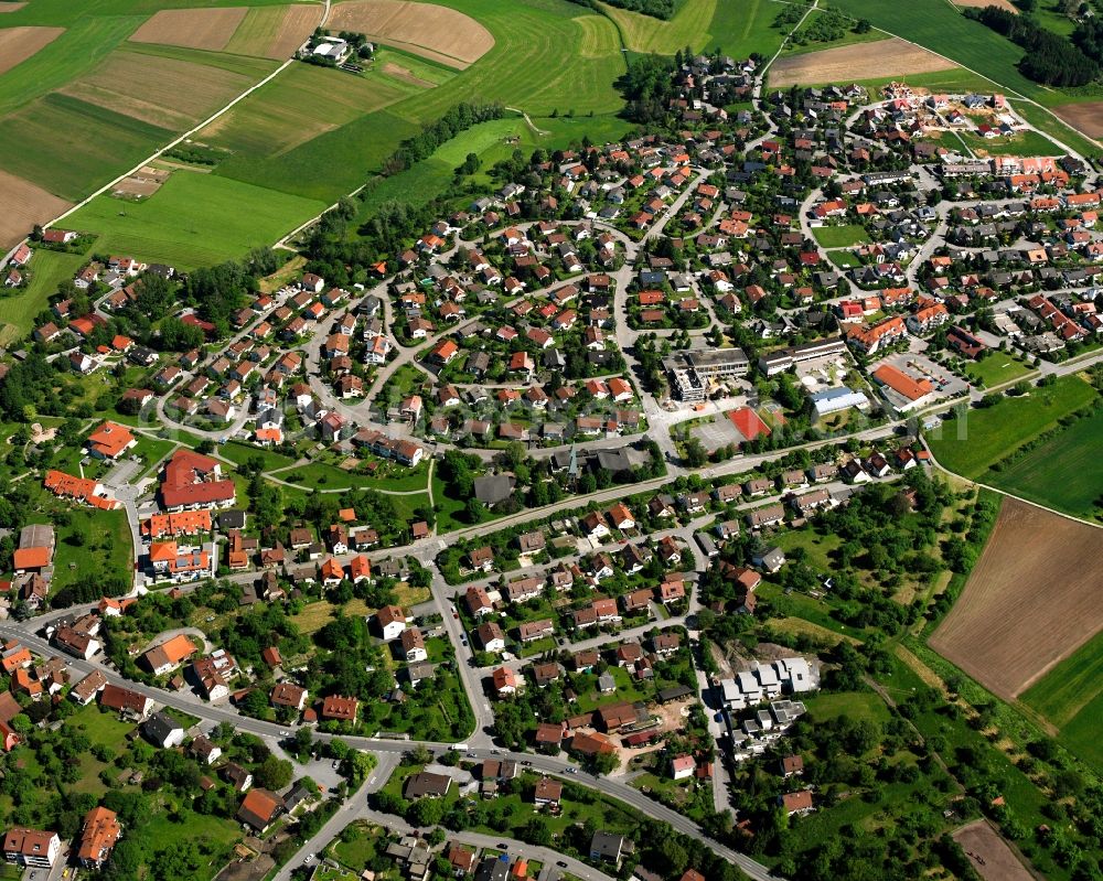 Allmersbach im Tal from the bird's eye view: Residential area of the multi-family house settlement in Allmersbach im Tal in the state Baden-Wuerttemberg, Germany