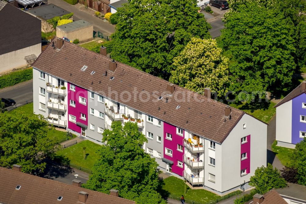 Aerial image Hamm - Residential a multiple dwelling settlement as a participant in a facade competition in Hamm in North Rhine -Westphalia