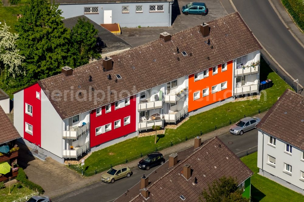 Aerial photograph Hamm - Residential a multiple dwelling settlement as a participant in a facade competition in Hamm in North Rhine -Westphalia