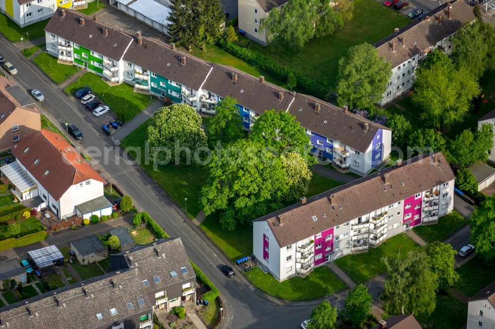 Hamm from the bird's eye view: Residential a multiple dwelling settlement as a participant in a facade competition in Hamm in North Rhine -Westphalia