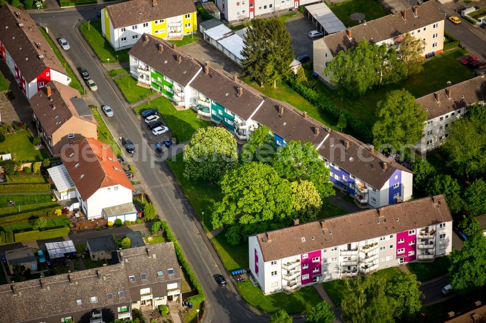 Hamm from above - Residential a multiple dwelling settlement as a participant in a facade competition in Hamm in North Rhine -Westphalia