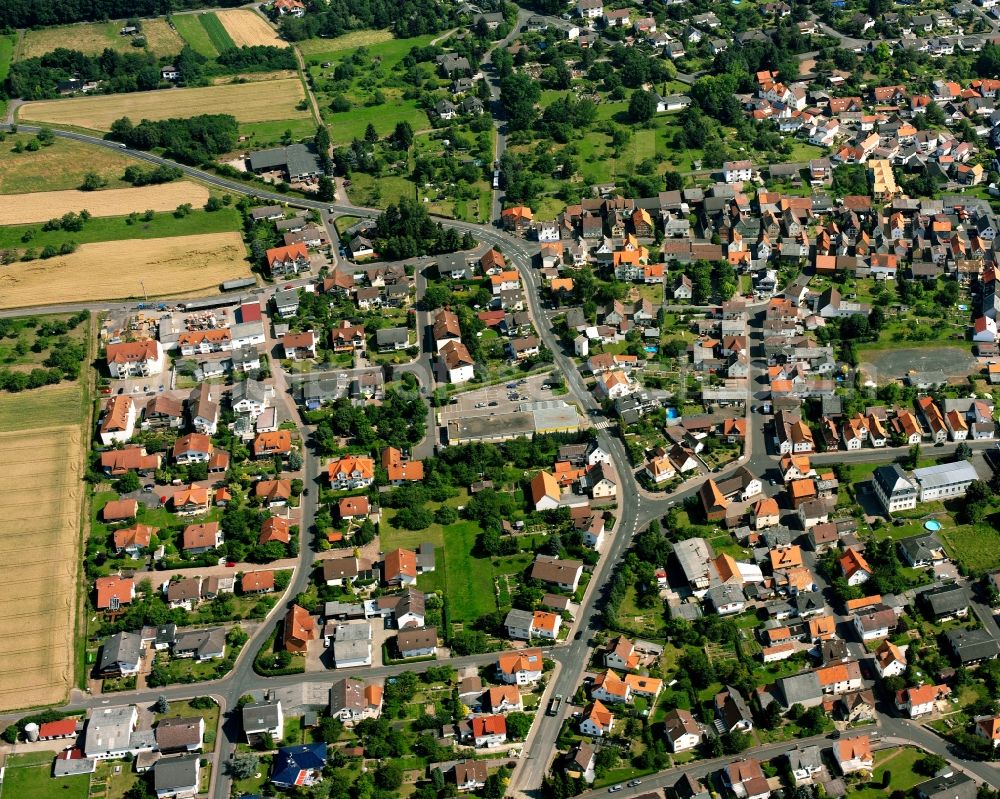 Alten-Buseck from above - Residential area of the multi-family house settlement in Alten-Buseck in the state Hesse, Germany