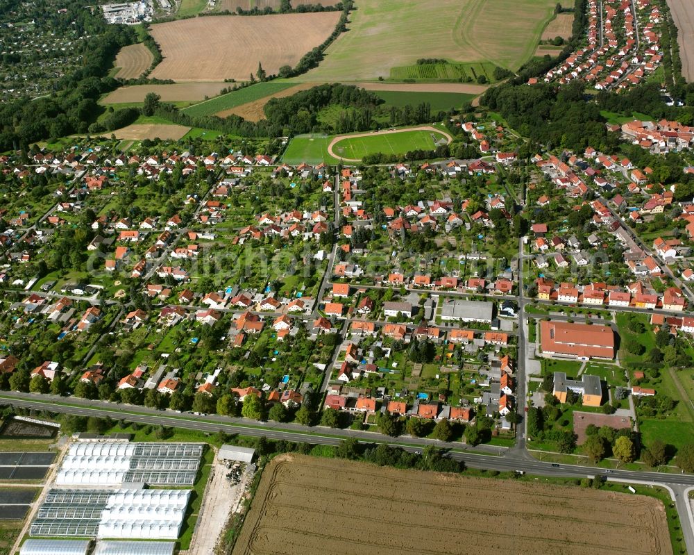 Ammern from above - Residential area of the multi-family house settlement in Ammern in the state Thuringia, Germany