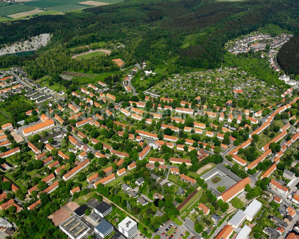 Bad from the bird's eye view: Residential area of the multi-family house settlement in Bad in the state Lower Saxony, Germany