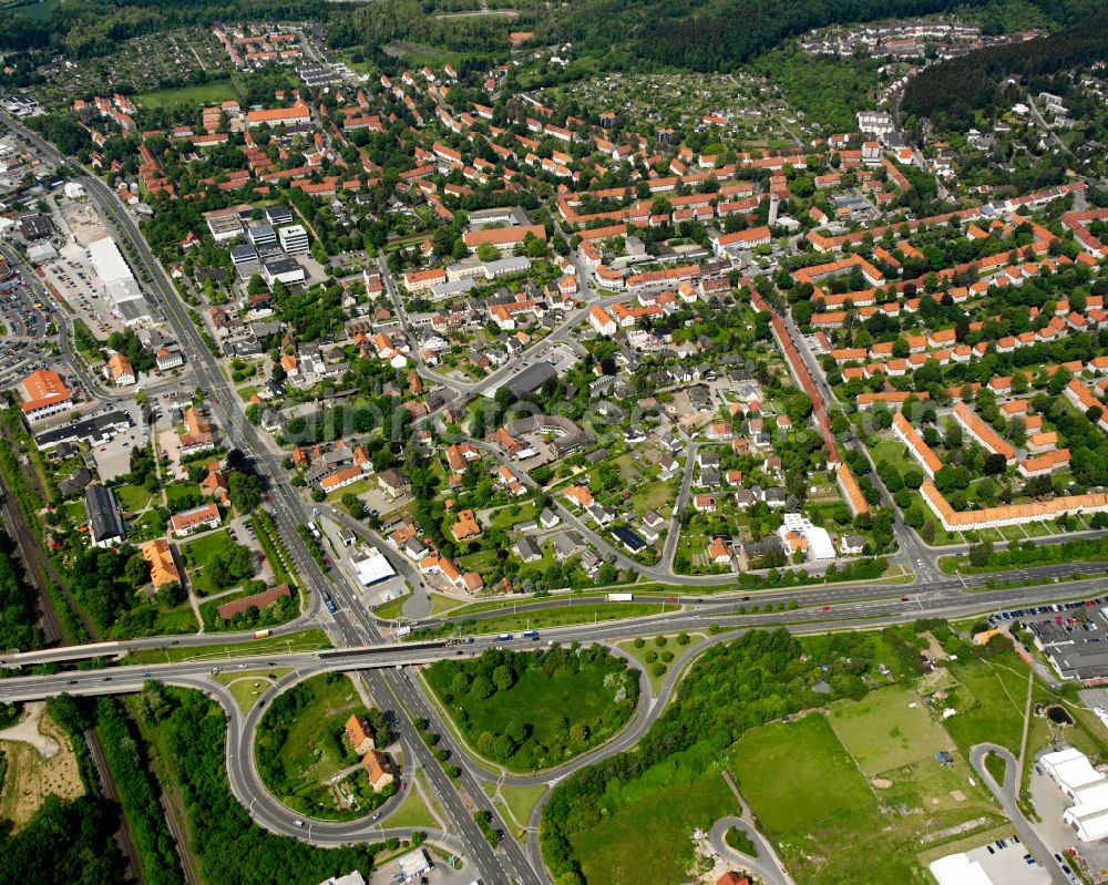 Bad from the bird's eye view: Residential area of the multi-family house settlement in Bad in the state Lower Saxony, Germany