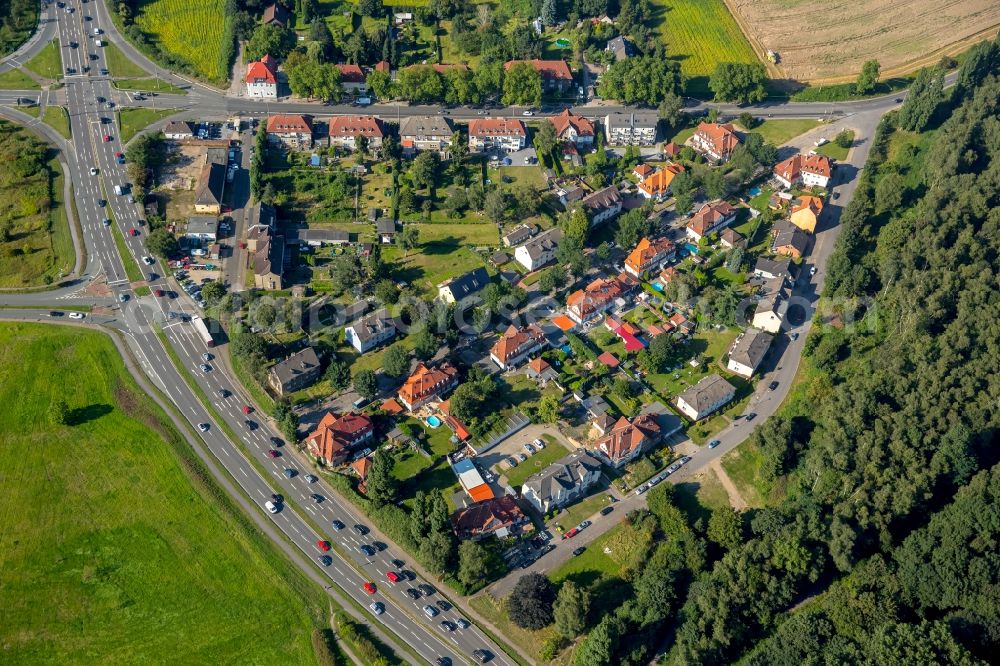 Aerial image Bottrop - Residential area of a multi-family house settlement Beamtensiedlung in Boymannsheide in Bottrop in the state North Rhine-Westphalia