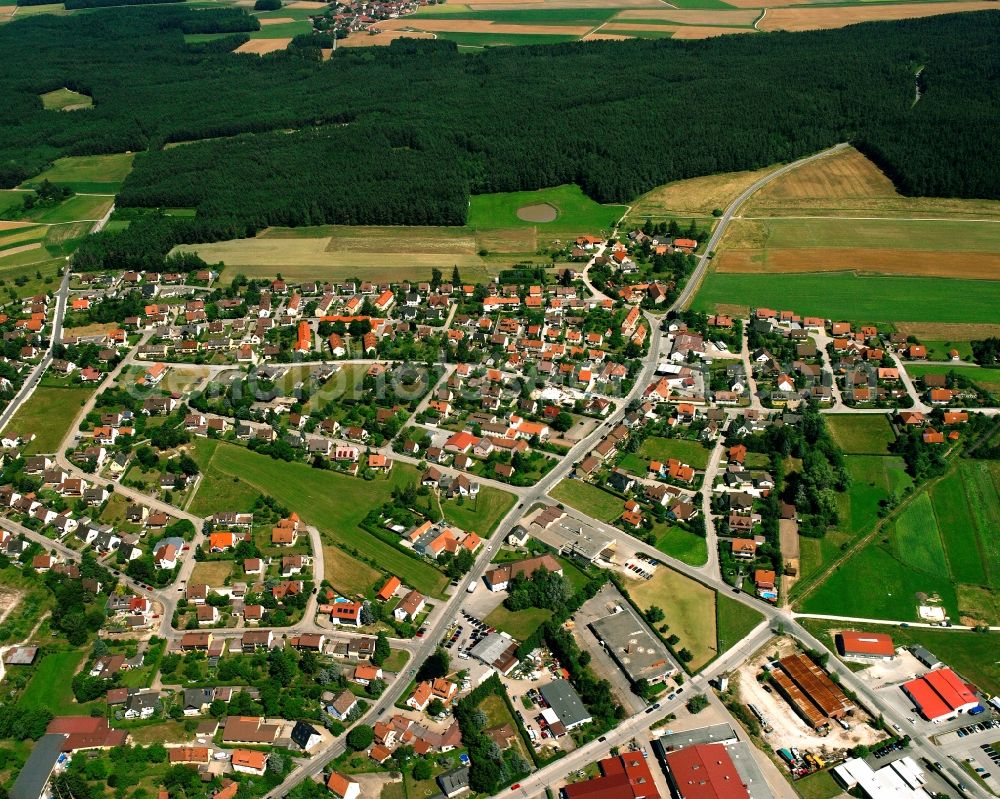 Bechhofen from above - Residential area of the multi-family house settlement in Bechhofen in the state Bavaria, Germany