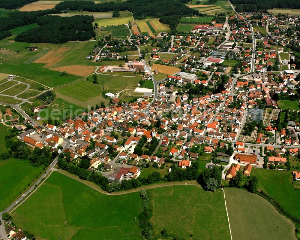 Bechhofen from the bird's eye view: Residential area of the multi-family house settlement in Bechhofen in the state Bavaria, Germany