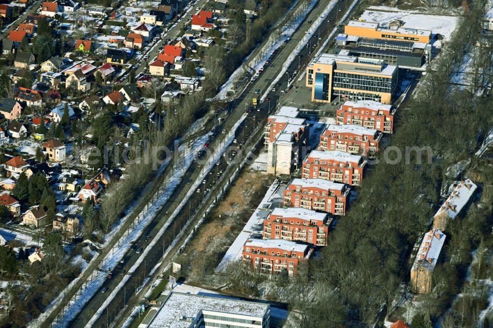 Berlin from above - Residential area of a multi-family house settlement on Blumberger Damm in the district Marzahn in Berlin, Germany