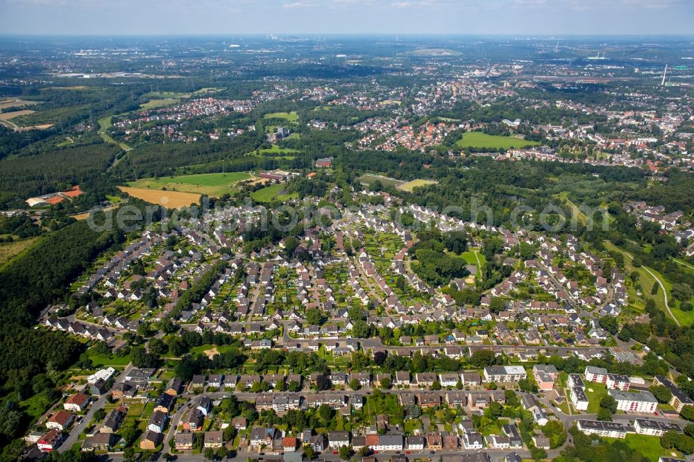 Aerial image Bochum - Residential area of a multi-family house settlement dahlhauser heath hordel in Bochum in the state North Rhine-Westphalia