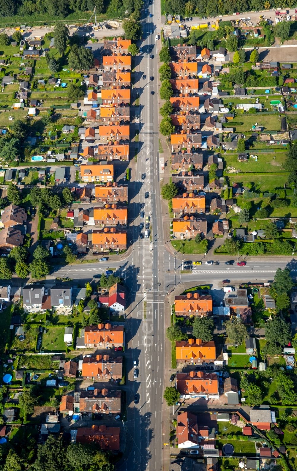 Aerial image Bottrop - Residential area of a multi-family house settlement Rheinbabensiedlung Gladbecker street - Stenkhoffstrasse in Bottrop in the state North Rhine-Westphalia