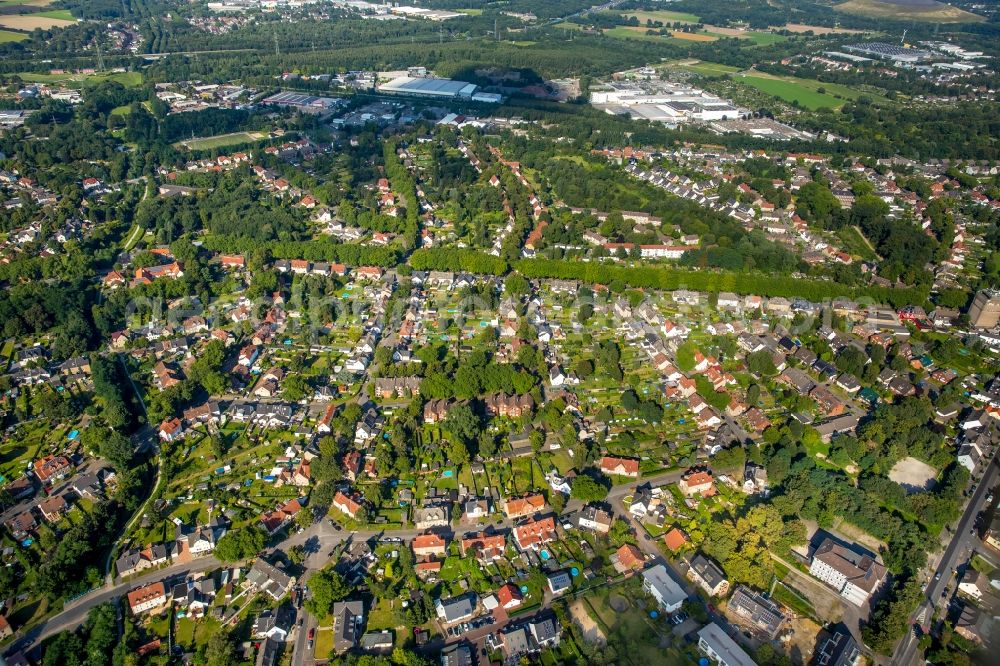 Bottrop from above - Residential area of a multi-family house settlement Rheinbabensiedlung Gladbecker street - Stenkhoffstrasse in Bottrop in the state North Rhine-Westphalia