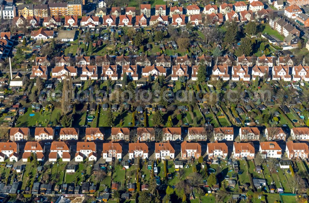 Brambauer from above - Residential area of the multi-family house settlement on street Karl-Haarmann-Strasse in Brambauer at Ruhrgebiet in the state North Rhine-Westphalia, Germany