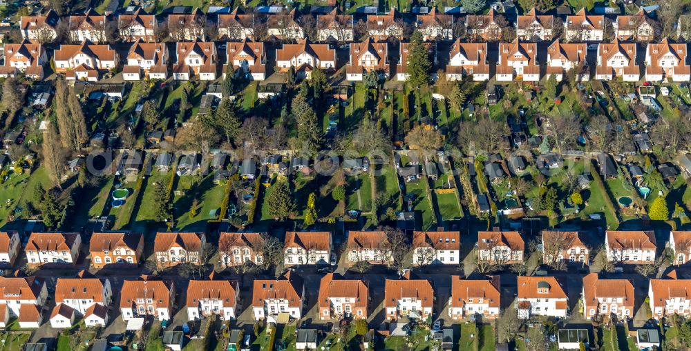 Brambauer from the bird's eye view: Residential area of the multi-family house settlement on street Karl-Haarmann-Strasse in Brambauer at Ruhrgebiet in the state North Rhine-Westphalia, Germany