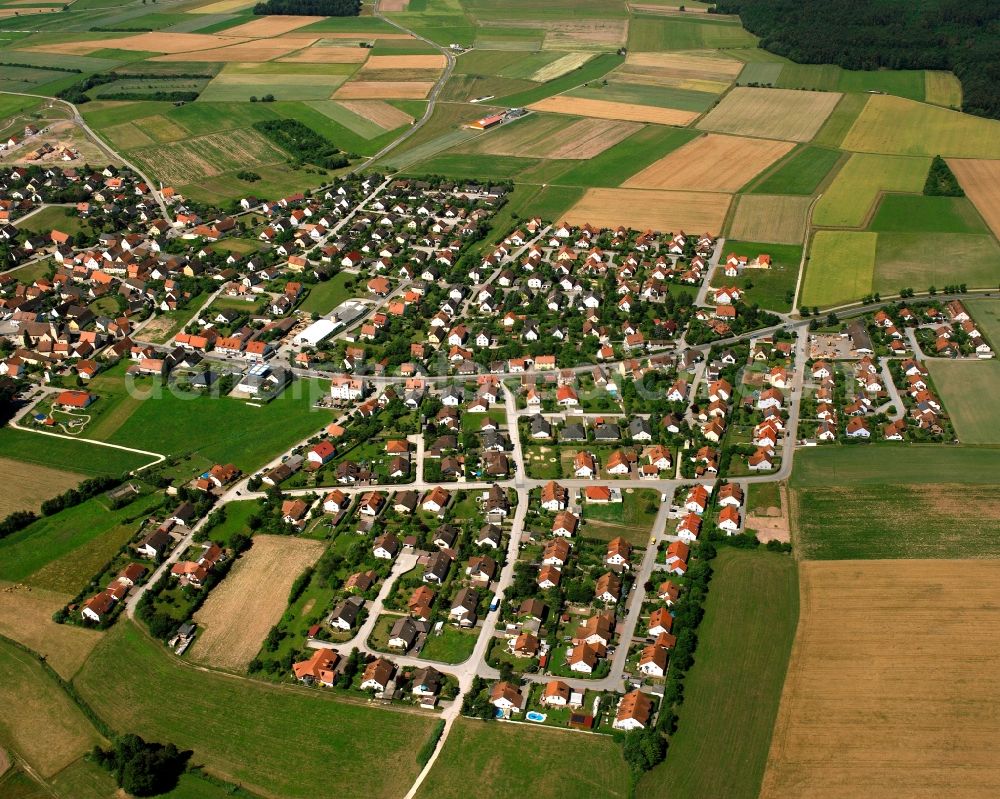 Aerial photograph Burgoberbach - Residential area of the multi-family house settlement in Burgoberbach in the state Bavaria, Germany