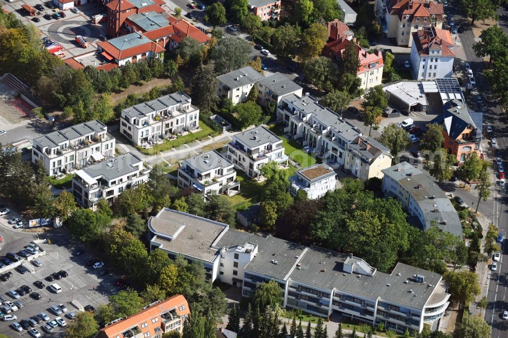 Berlin from above - Residential area of the multi-family house settlement on Charlottenburger Strasse in the district Zehlendorf in Berlin, Germany