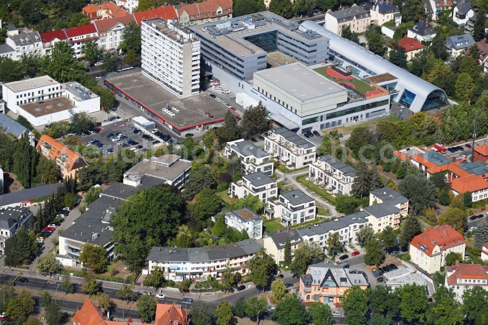 Aerial image Berlin - Residential area of the multi-family house settlement on Charlottenburger Strasse in the district Zehlendorf in Berlin, Germany