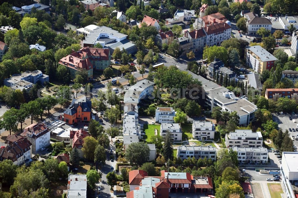 Berlin from above - Residential area of the multi-family house settlement on Charlottenburger Strasse in the district Zehlendorf in Berlin, Germany