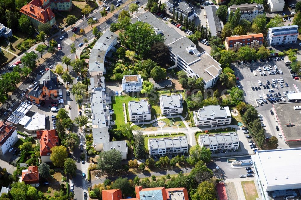 Berlin from above - Residential area of the multi-family house settlement on Charlottenburger Strasse in the district Zehlendorf in Berlin, Germany