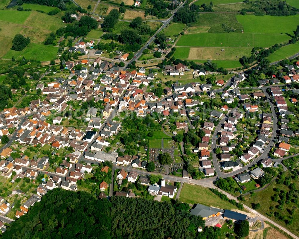 Daubringen from above - Residential area of the multi-family house settlement in Daubringen in the state Hesse, Germany