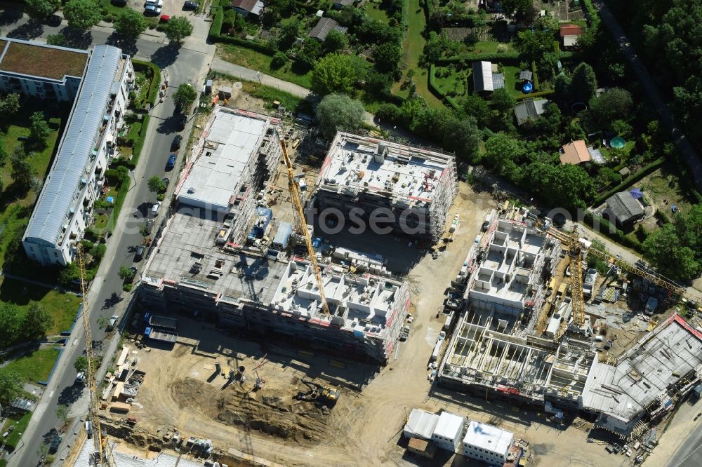 Aerial image Berlin - Residential area of a multi-family house settlement campany degewo AG on Joachim-Ringelnatz-Strasse - Hans-Fallada-Strasse - Cecilienstrasse in the district Biesdorf in Berlin