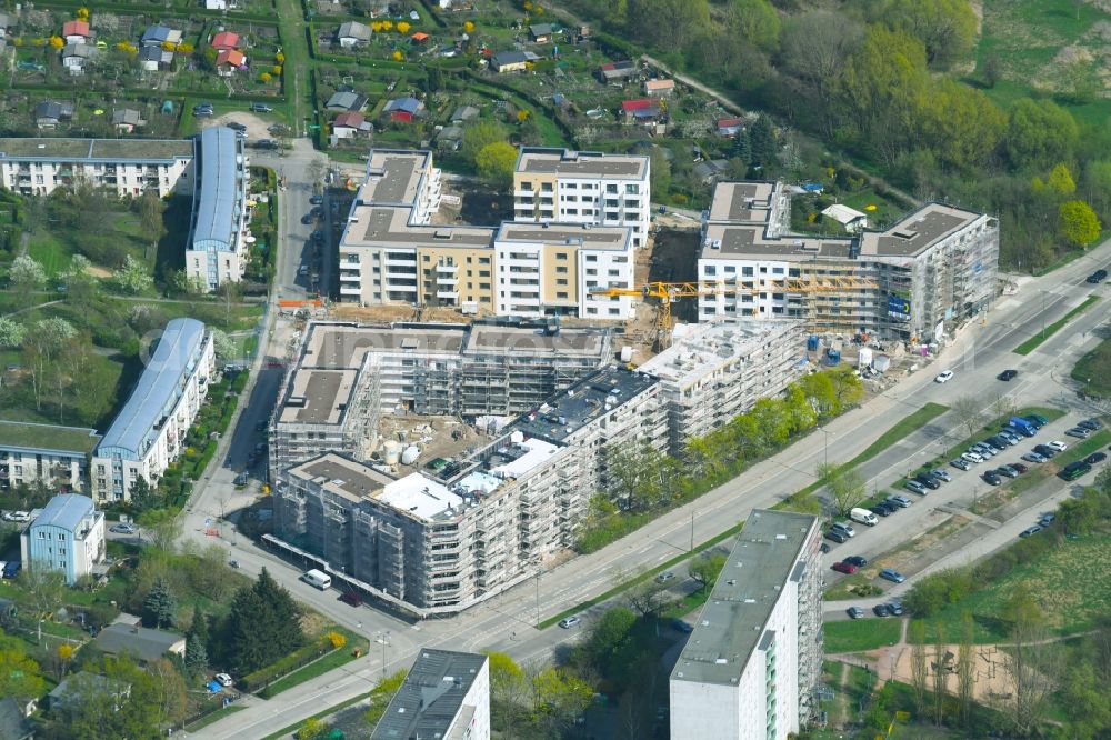 Aerial image Berlin - Residential area of a multi-family house settlement campany degewo AG on Joachim-Ringelnatz-Strasse - Hans-Fallada-Strasse - Cecilienstrasse in the district Biesdorf in Berlin