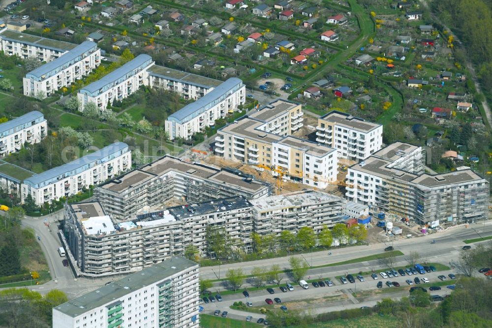 Berlin from the bird's eye view: Residential area of a multi-family house settlement campany degewo AG on Joachim-Ringelnatz-Strasse - Hans-Fallada-Strasse - Cecilienstrasse in the district Biesdorf in Berlin