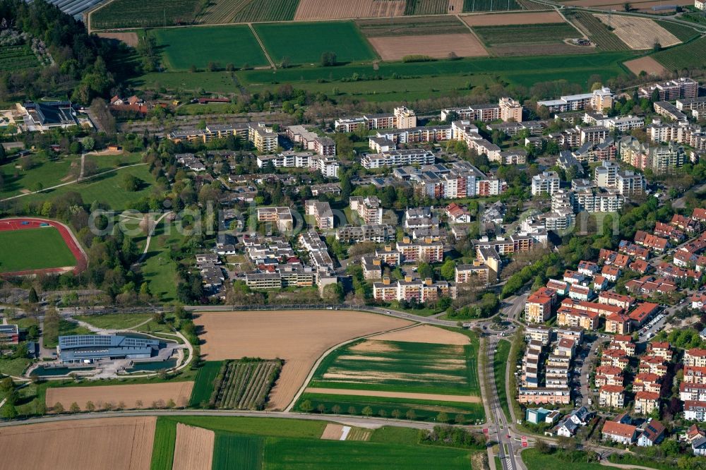 Aerial photograph Denzlingen - Residential area of the multi-family house settlement in Denzlingen in the state Baden-Wuerttemberg, Germany